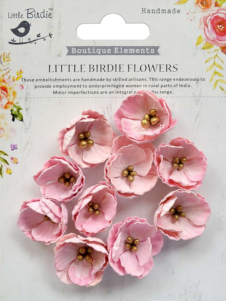 Little Birdie Embossed Daisies Pearl Pink 10Pc - Bilde 1