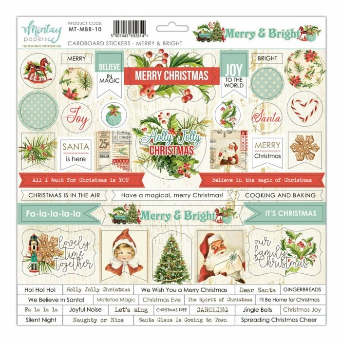 Mintay Merry and Bright Cardboard Stickers - Bilde 1