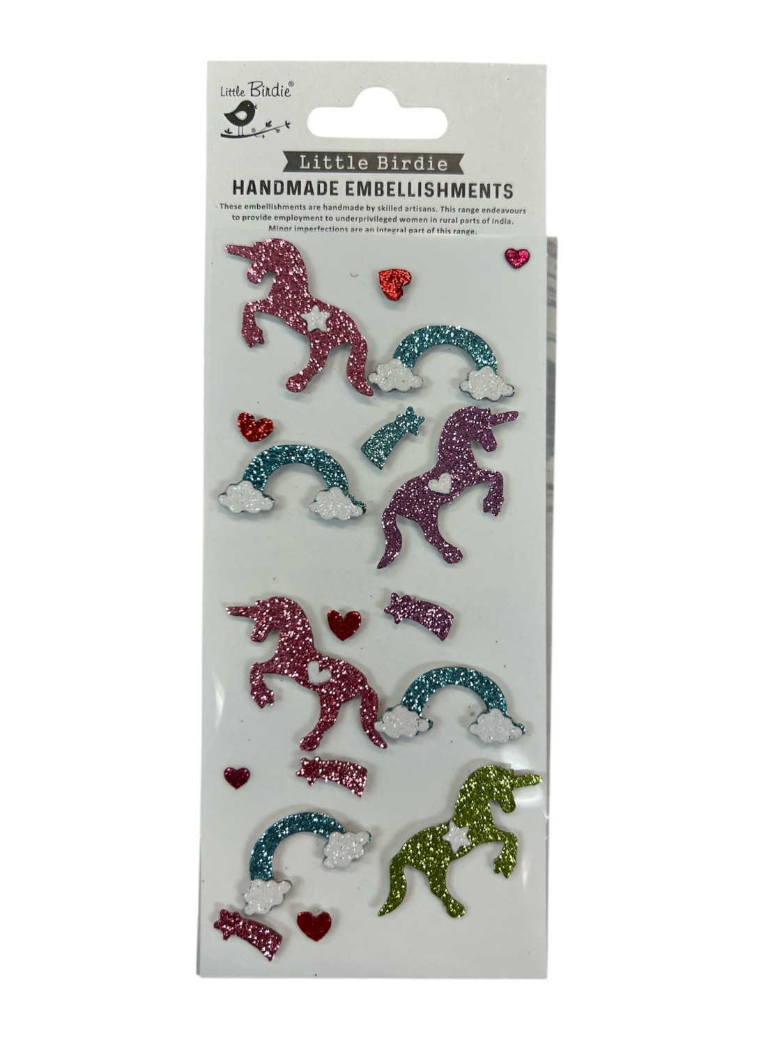 Little Birdie Mini Glitter Embellishments, Unicorn - Bilde 1