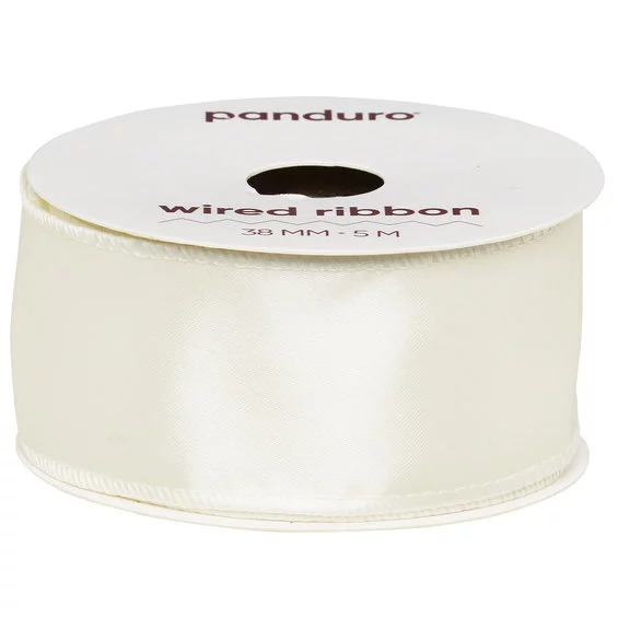 Satengbånd stålkant 38mm krem