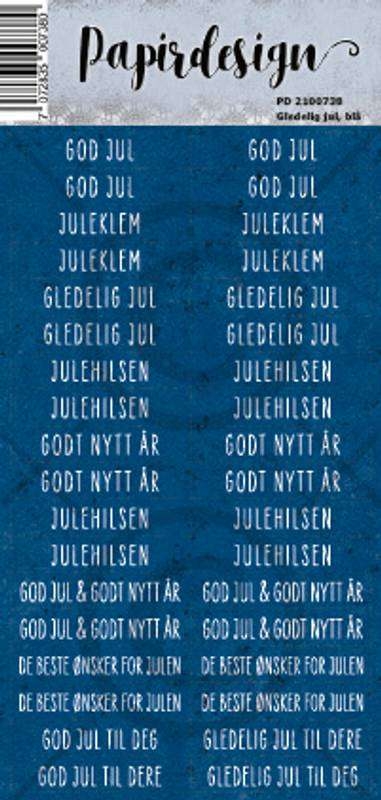 Papirdesign klistremerke  Gledelig jul, blå
