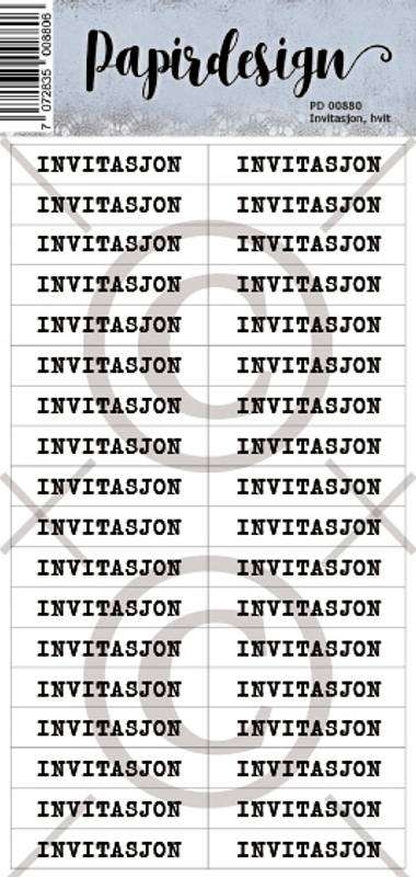 Papirdesign klistremerke  Invitasjon, hvit