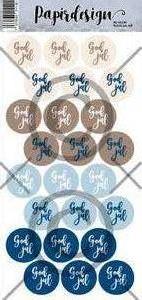 Papirdesign Klistremerke - Rund Jul blå