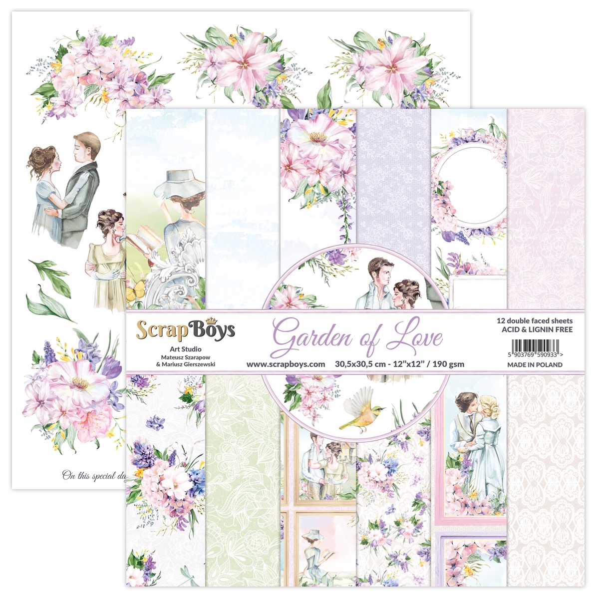 ScrapBoys Garden of love 08  12x12 Blokk - Bilde 1
