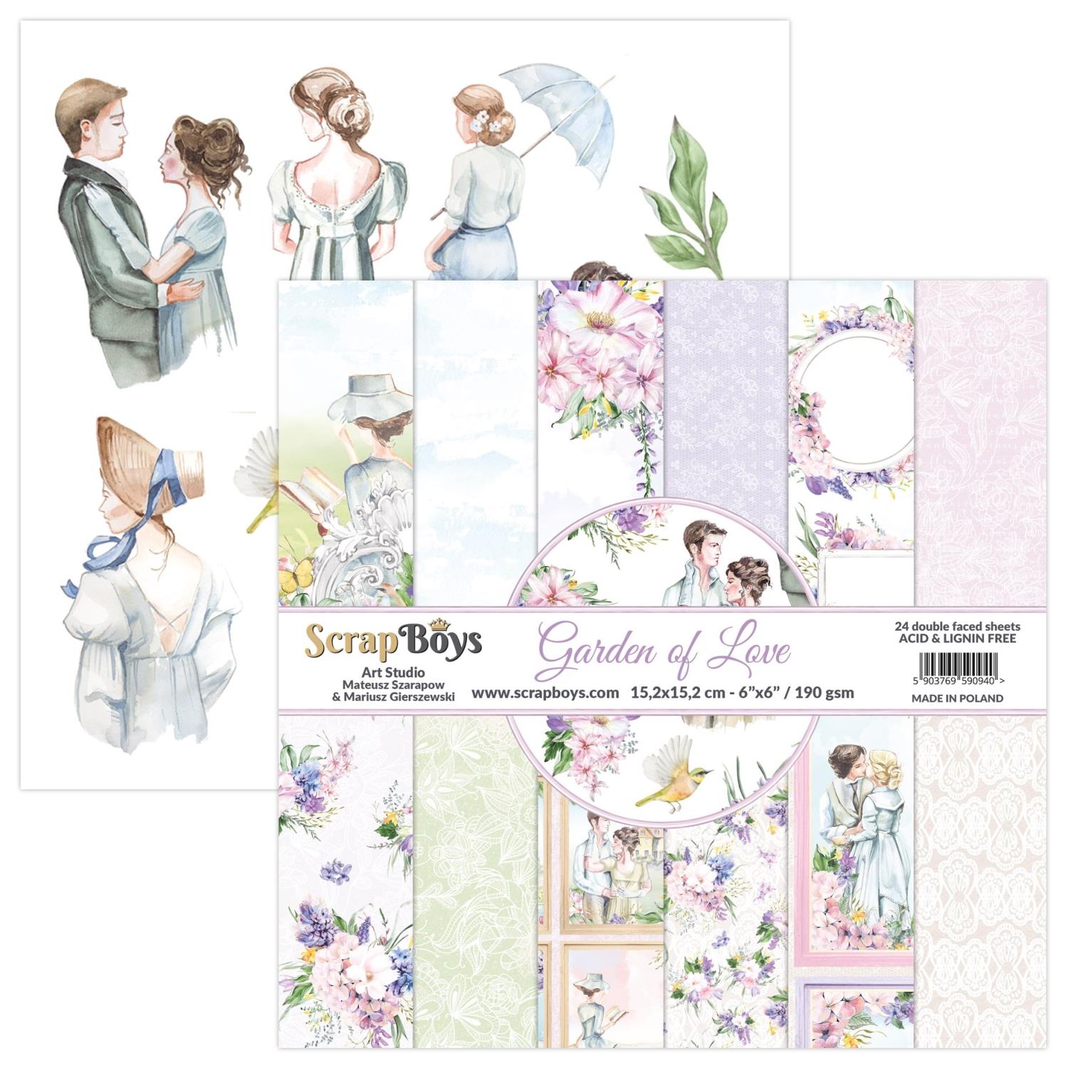 ScrapBoys Garden of Love 09 6x6 Blokk - Bilde 1