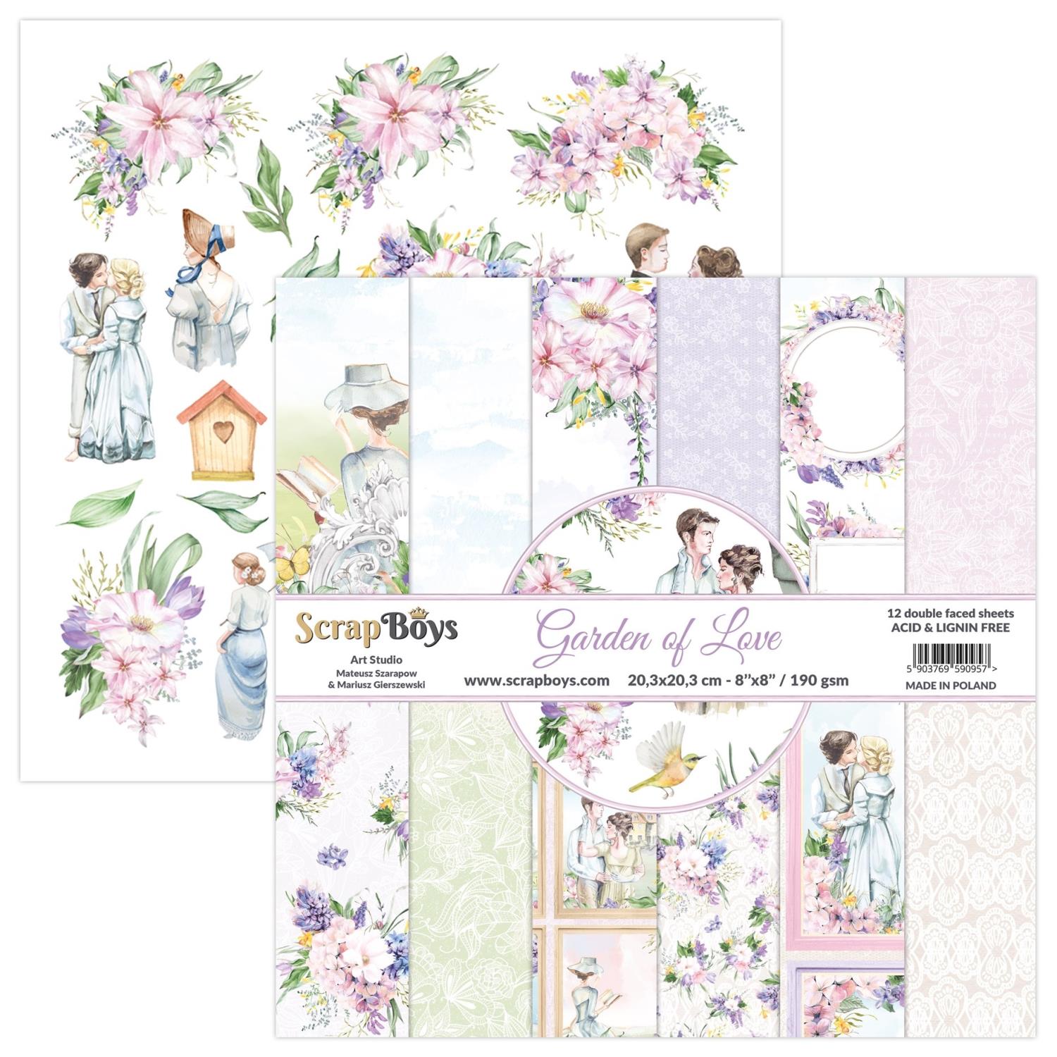 ScrapBoys Garden of Love 10 8x8 Blokk - Bilde 1