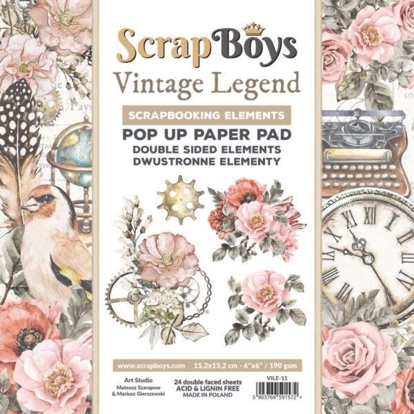 ScrapBoys Vintage Legend 11 Pop up  6x6 Blokk