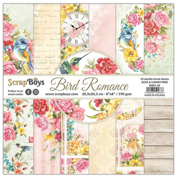 ScrapBoys Bird Romance 10 8x8 Blokk