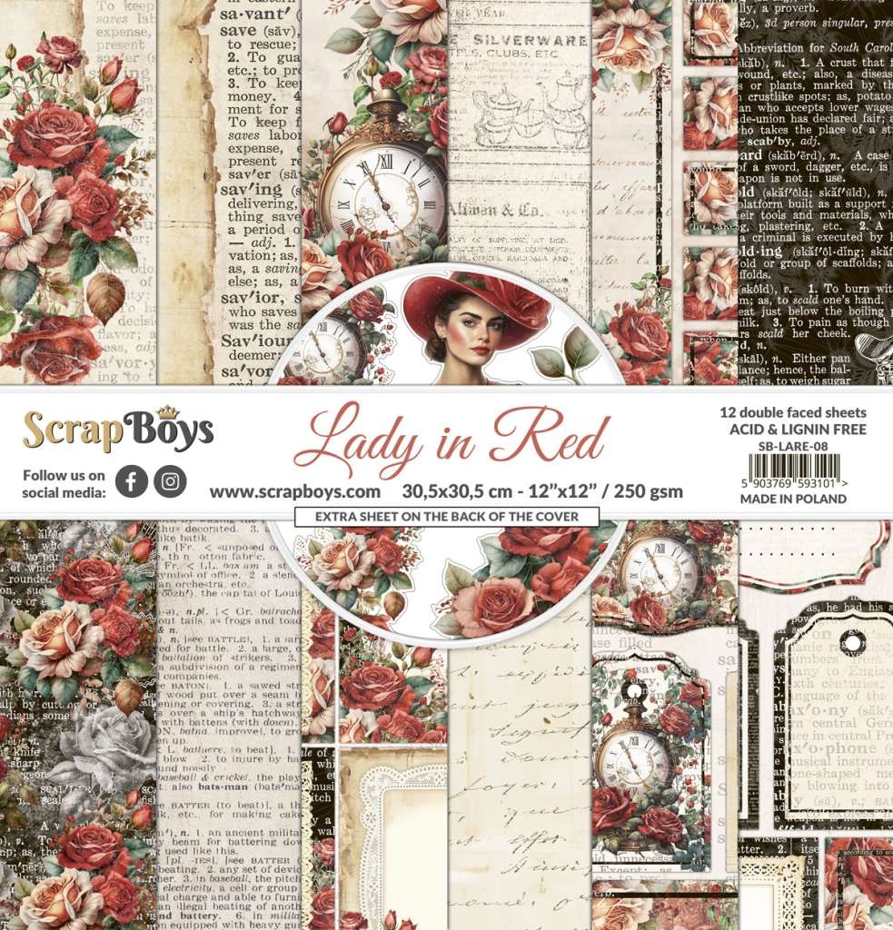 ScrapBoys Lady in Red SB-LARE-08 12x12 Blokk - Bilde 1