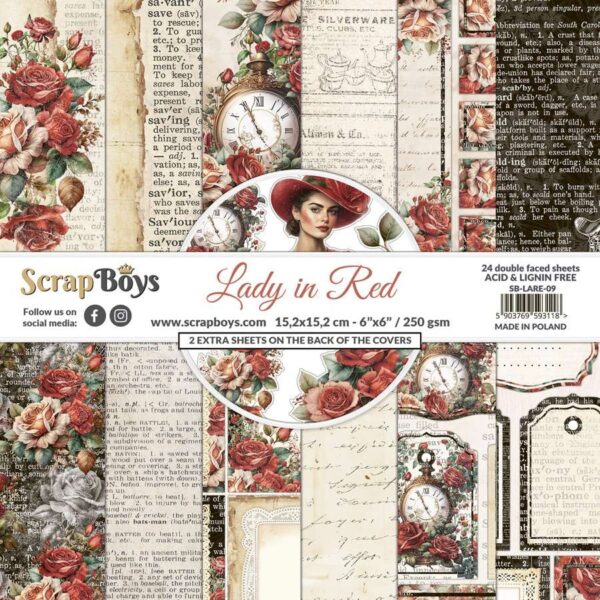 ScrapBoys Lady in Red SB-LARE-09 6x6 Blokk