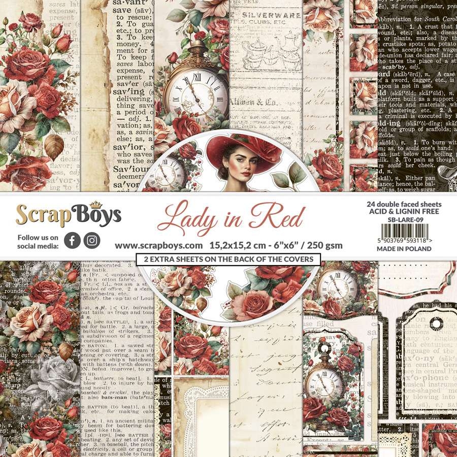 ScrapBoys Lady in Red SB-LARE-09 6x6 Blokk - Bilde 1