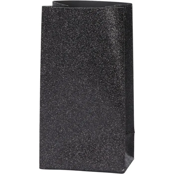 Papirpose, H: 17 cm, 6x9 cm, 80 g, Svart, 10 Stk.