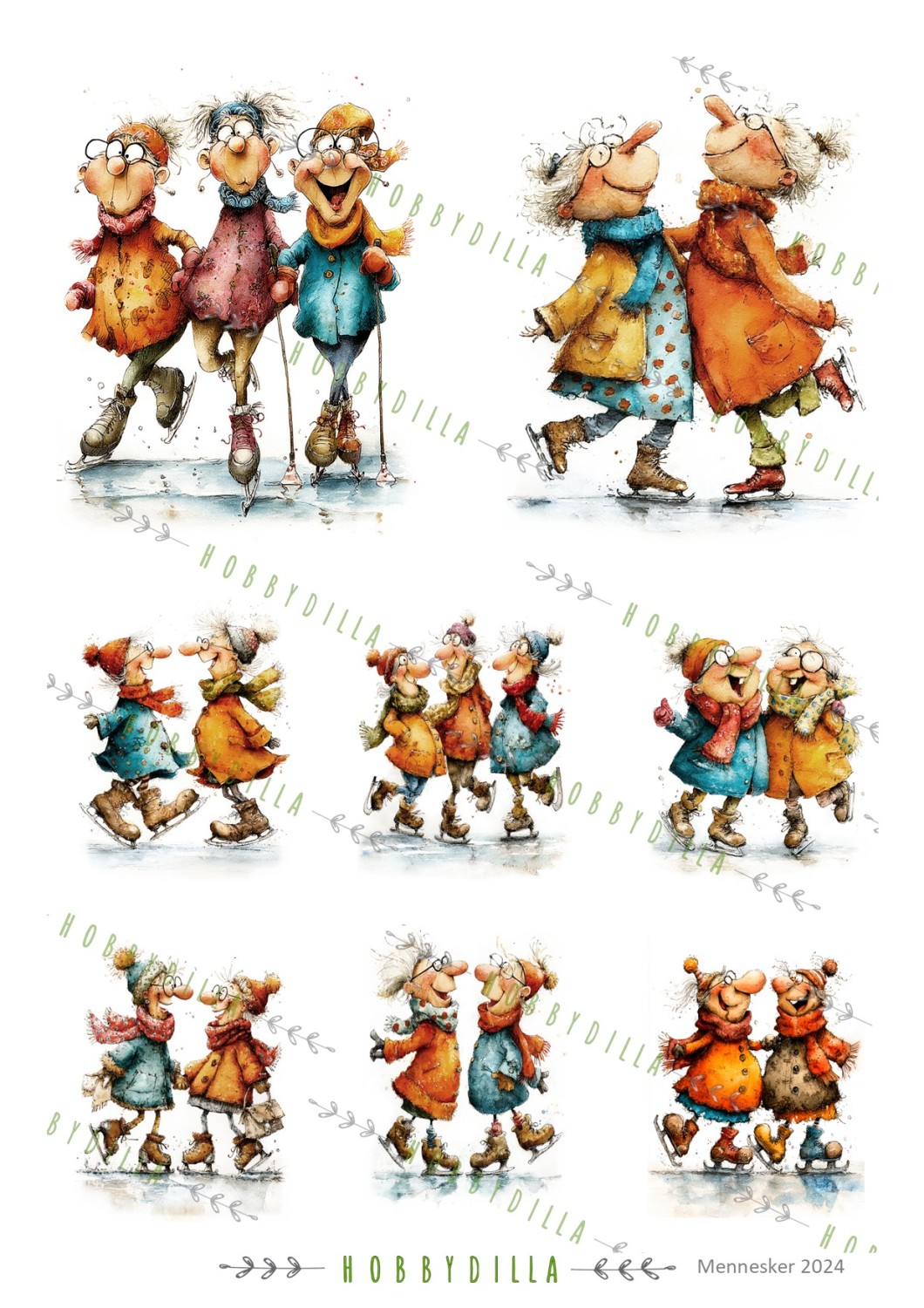 Motivark Mennesker 2024 M Humor på skøyter - Bilde 1