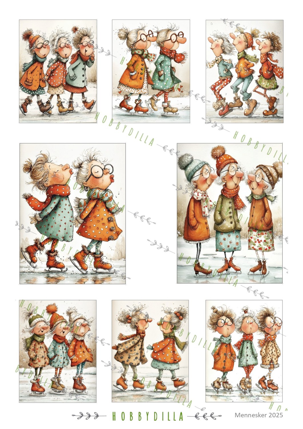 Motivark Mennesker 2025 M Humor på skøyter 2 - Bilde 1