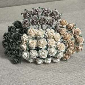 Papirdesign Roser 1,2 cm - Grå og Beige miks - Bilde 1