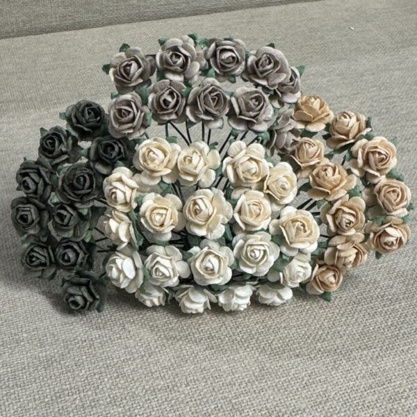 17707.jpg Papirdesign Roser 1,2 cm - Grå og Beige miks