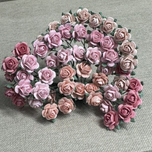 17708.jpg Papirdesign Roser 1,2 cm - Vintage Rosa miks