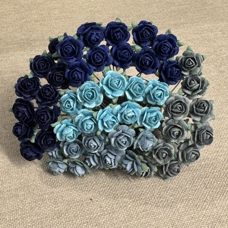 Papirdesign Roser 1,2 cm - Blå miks - Bilde 1