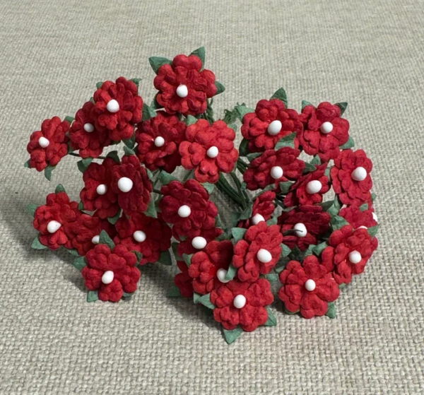 17719.png Papirdesign Mini Blomster 1,1 cm - Rød