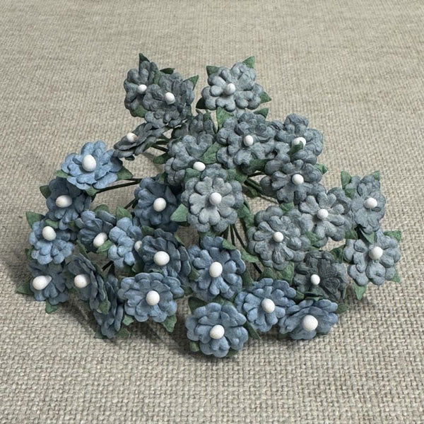 17720.jpg Papirdesign Mini Blomster 1,1 cm - Vintage Blå