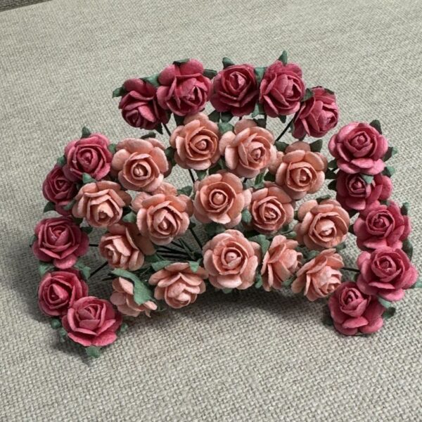 Papirdesign Roser 1,2 cm - varm Rosa