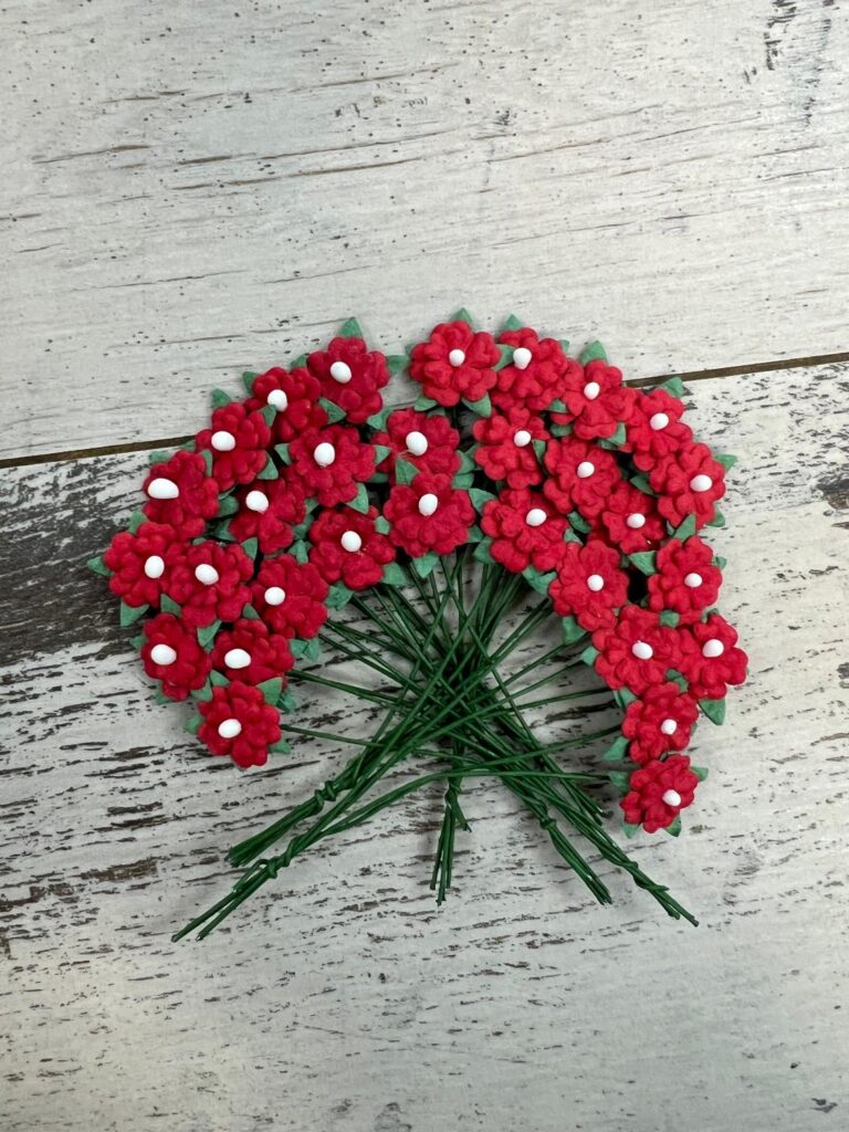 Papirdesign Mini Blomster 1,1 cm - Rød