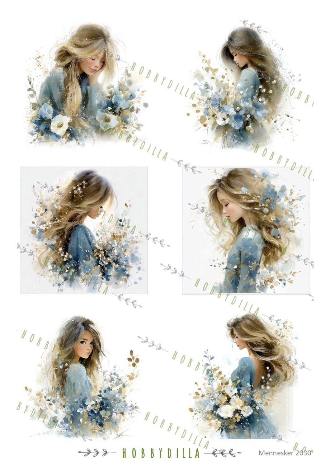 Motivark Mennesker 2030 M Unge jenter Blå - Bilde 1