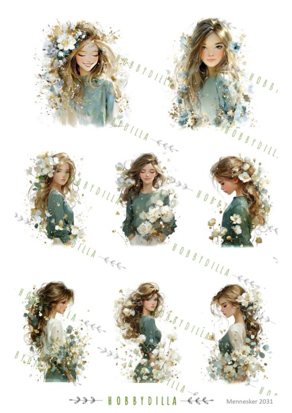 Motivark Mennesker 2031 M Unge jenter Grønn