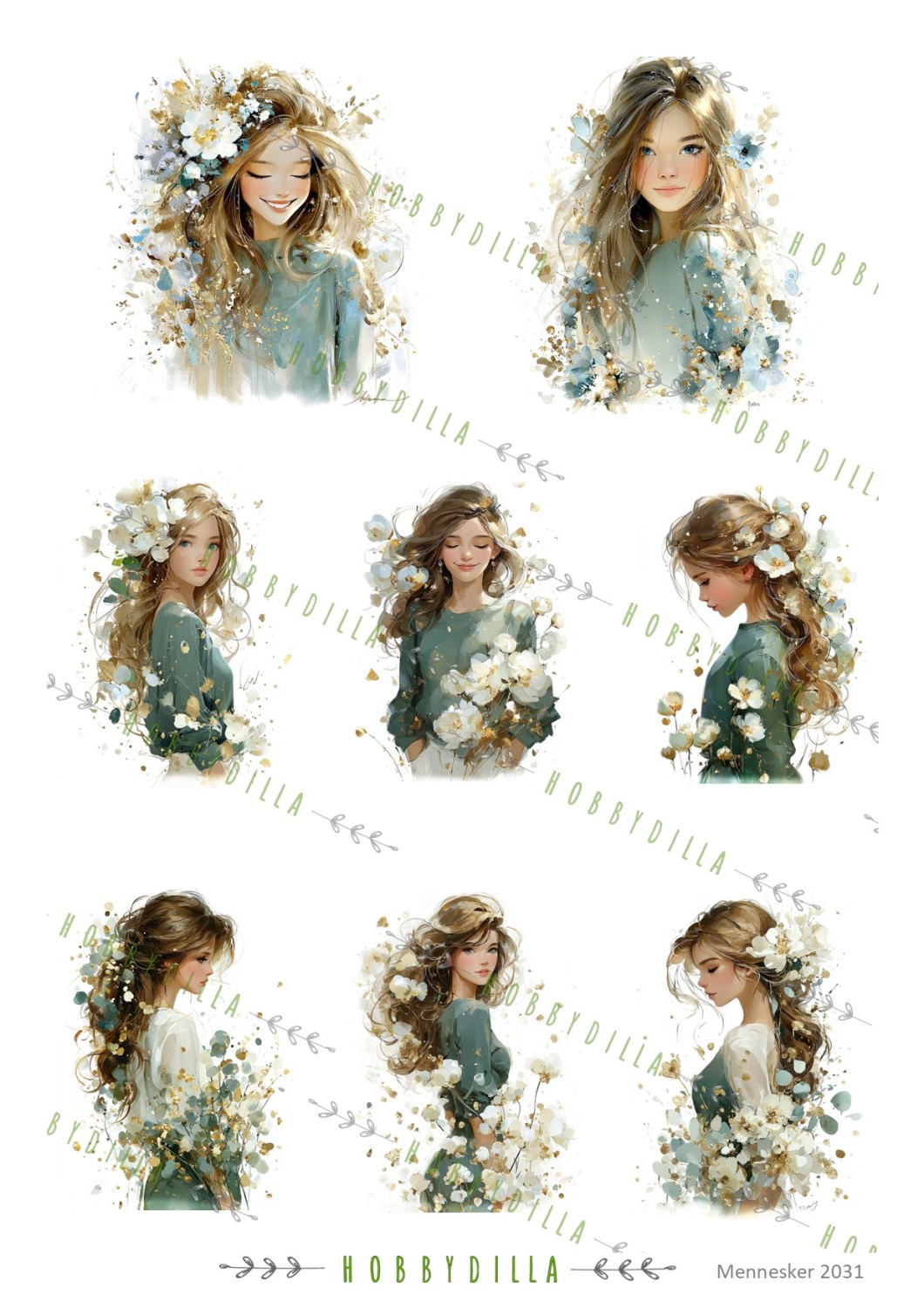 Motivark Mennesker 2031 M Unge jenter Grønn - Bilde 1