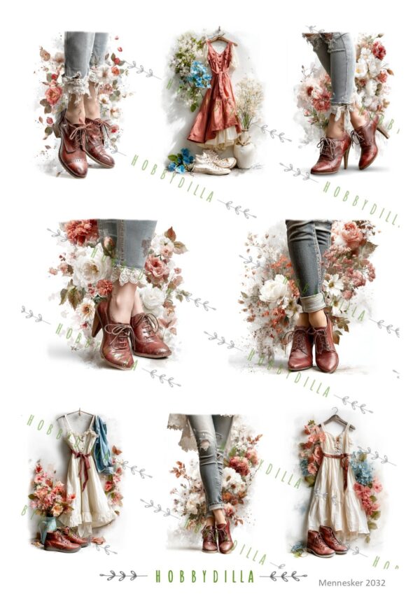 Motivark Mennesker 2032 M Ben og kjoler, rød