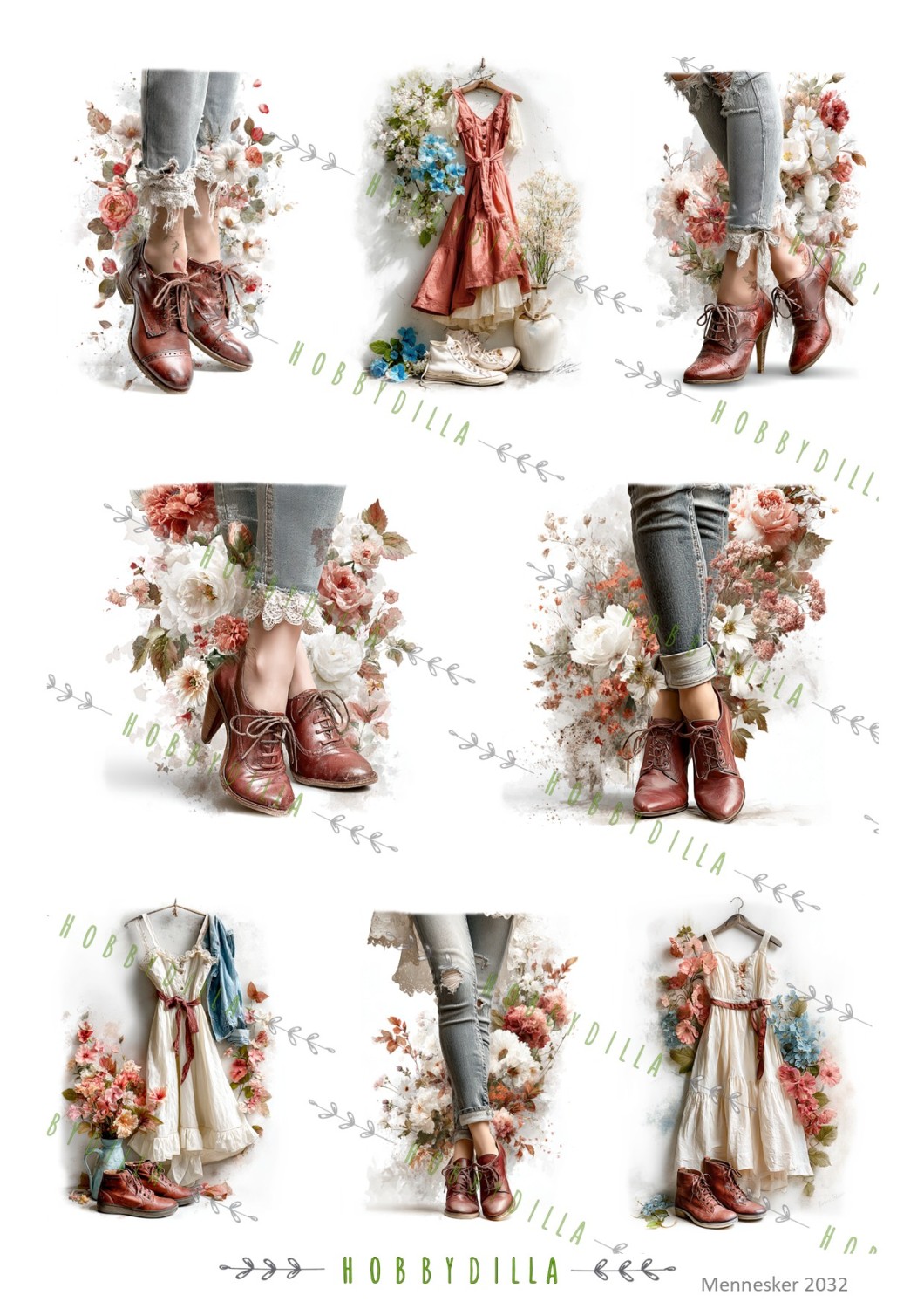 Motivark Mennesker 2032 M Ben og kjoler, rød - Bilde 1