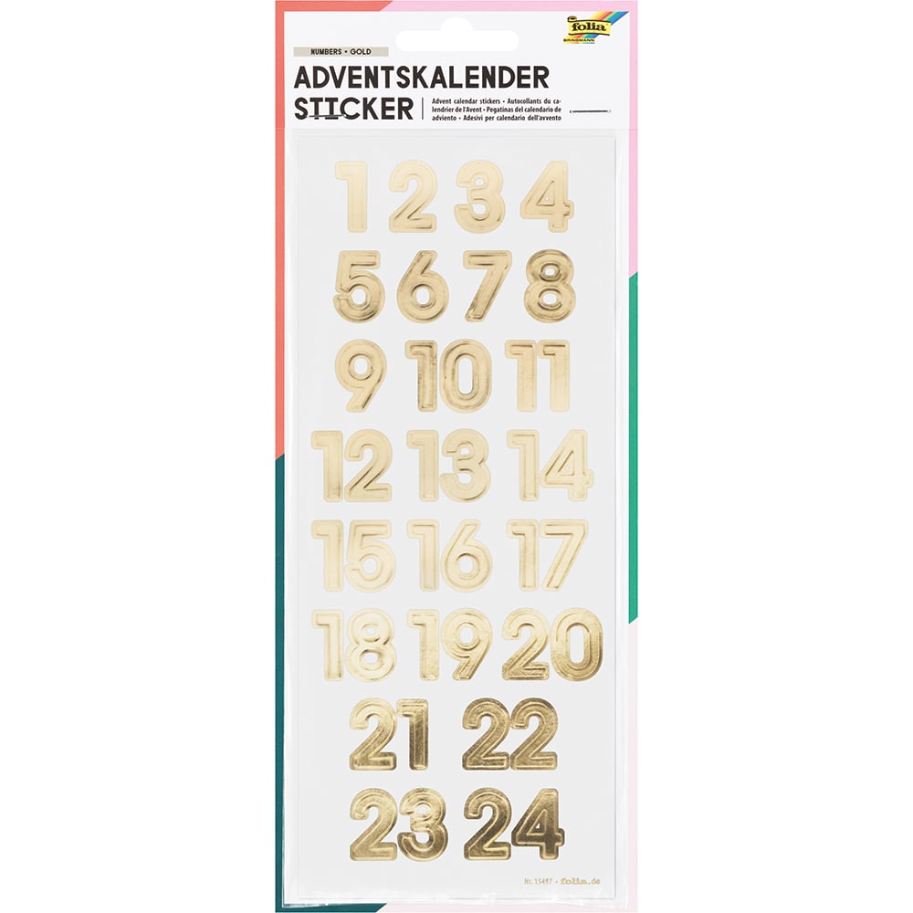 Klistremerke Adventskalender tall 1-24 – Gull - Bilde 1