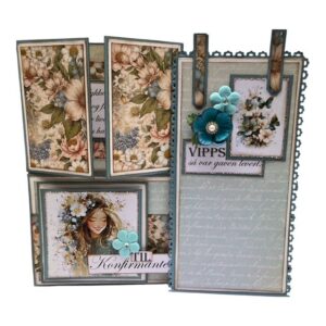 Kit 8 Konfirmasjon Brettekort med tag og klaffer, Jente - Bilde 3