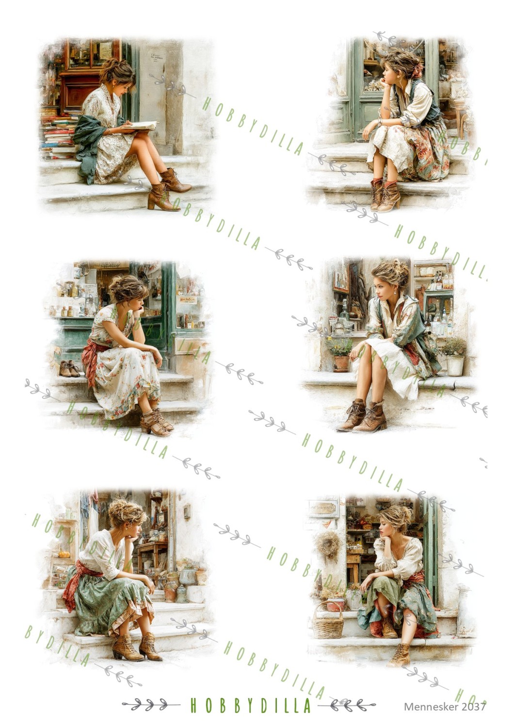 Motivark Mennesker 2037 M Ung Kvinne på Trapp - Bilde 1