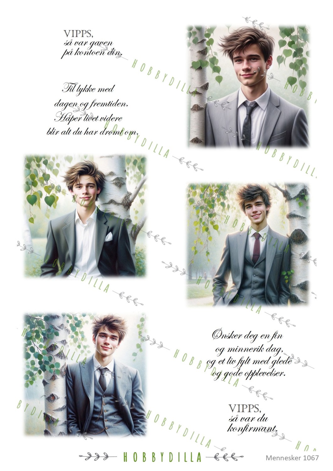 Motivark Mennesker 1067 M Konfirmant med Tekst, Gutt - Bilde 1