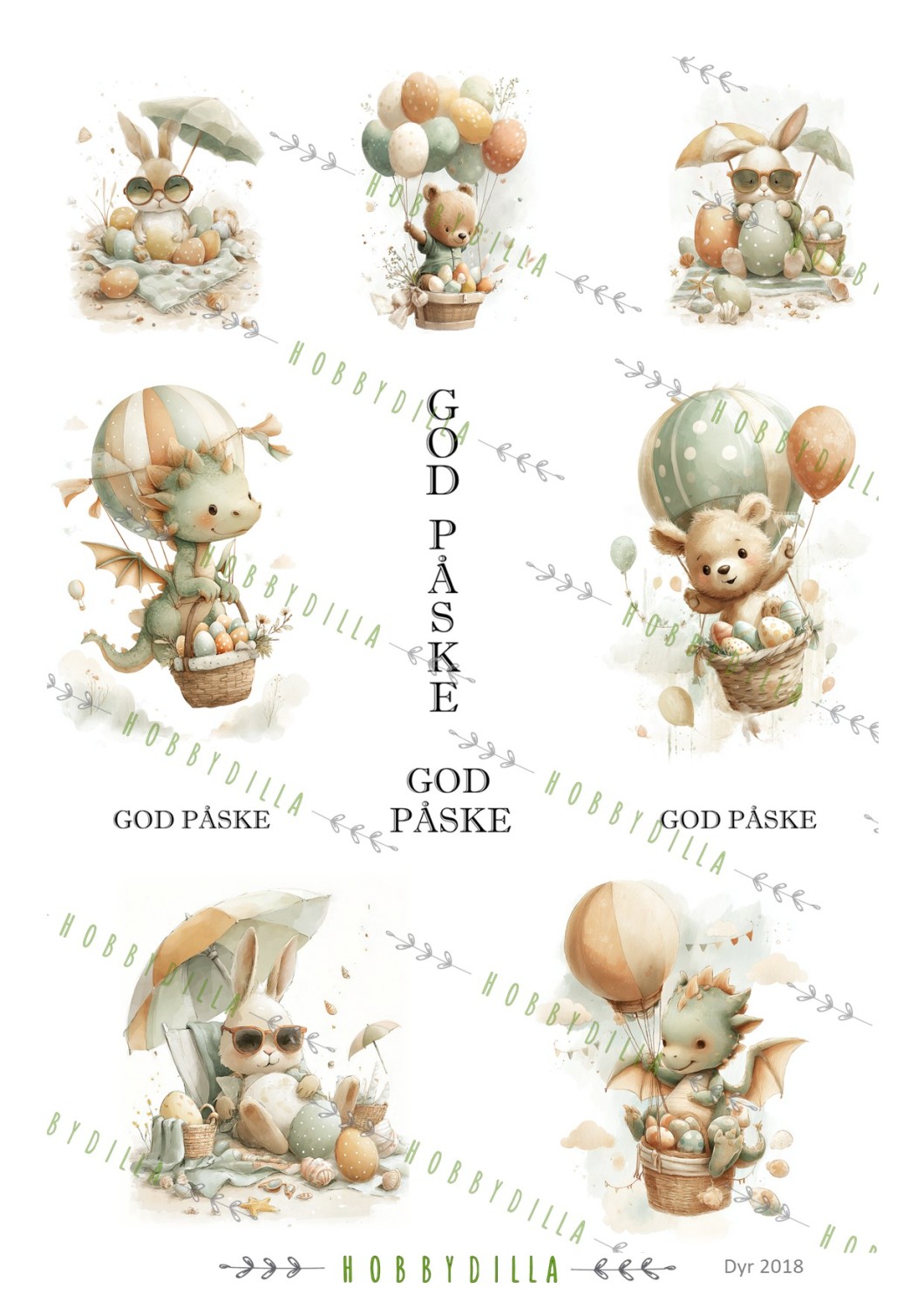 Motivark Dyr 2018 M Påske på stranda og i lufta - Bilde 1