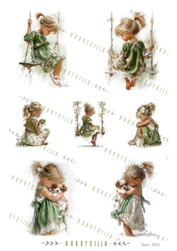 Motivark Barn 2011 M Jenter med grønn kjole