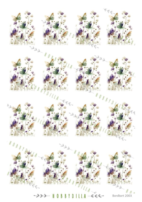 Motivark  Bordkort 2003 M Sommerfugler Lilla