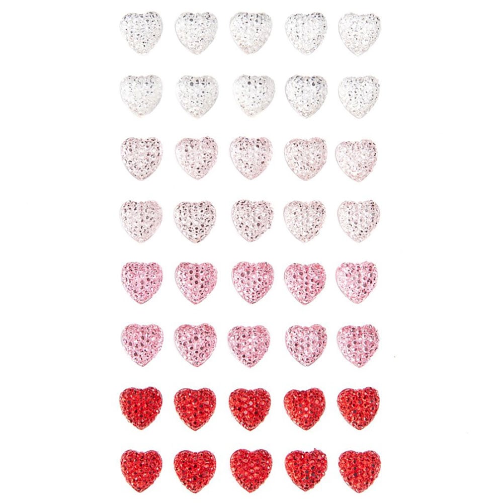 dpCraft Hjerter m/lim 40stk 10mm – Klar/rosa/rød - Bilde 1