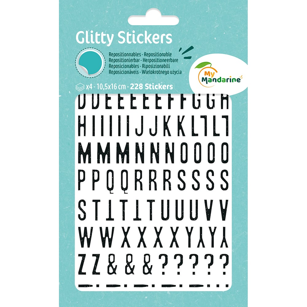 My Mandarine Glitty Klistremerker – Bokstaver og tall svarte - Bilde 1