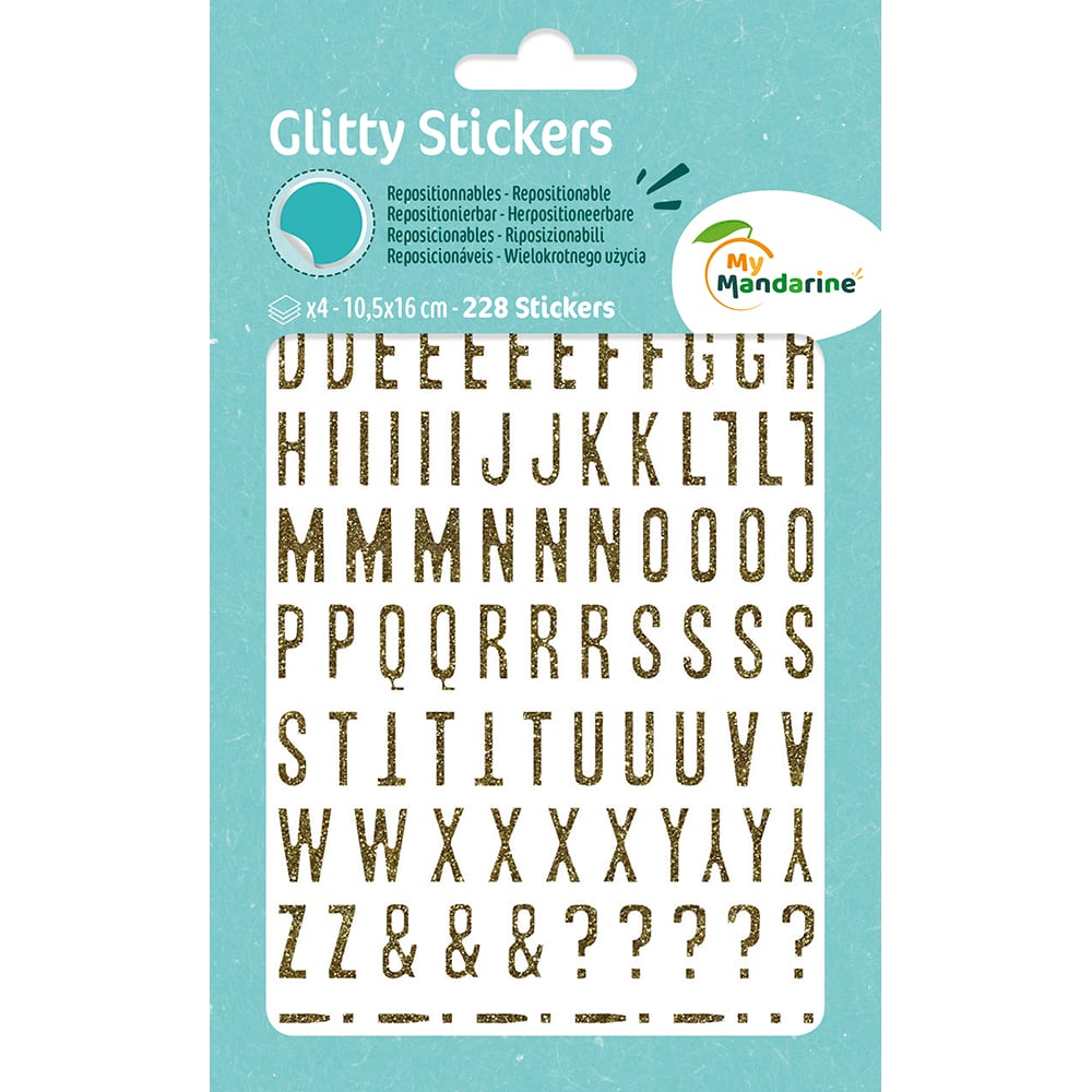 My Mandarine Glitter Klistremerker – Bokstaver og tall Gull - Bilde 1