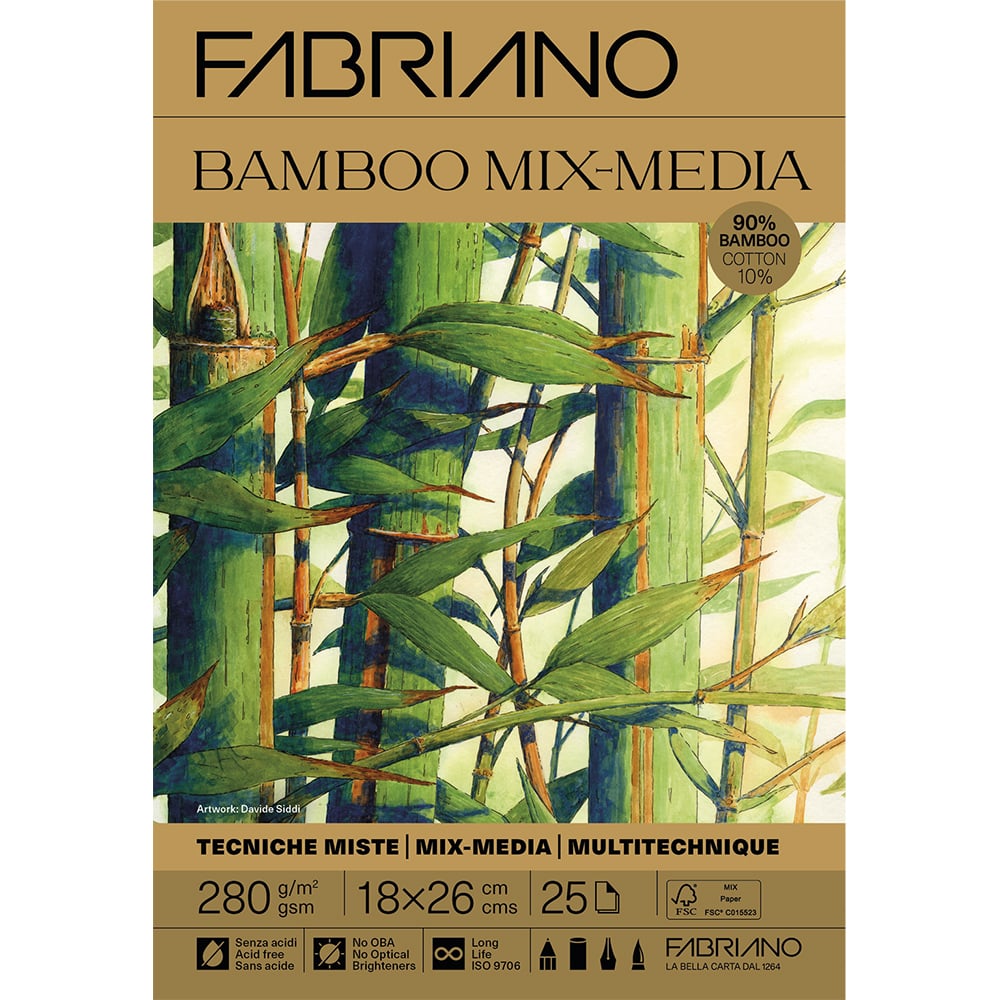 Fabriano Bamboo Mix Media 280g 18x26cm – 25 ark - Bilde 1