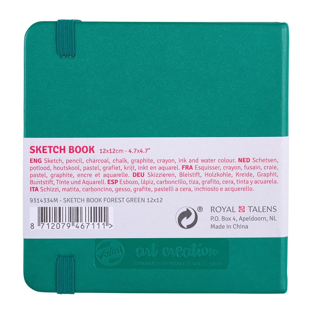 Art Creation Skissebok m/strikk 140g 12x12cm – Forest Green - Bilde 2