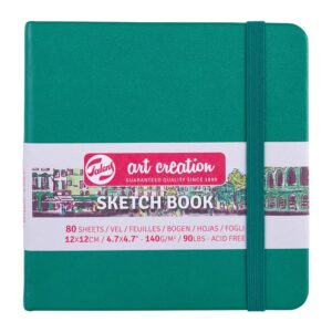 Art Creation Skissebok m/strikk 140g 12x12cm – Forest Green - Bilde 1