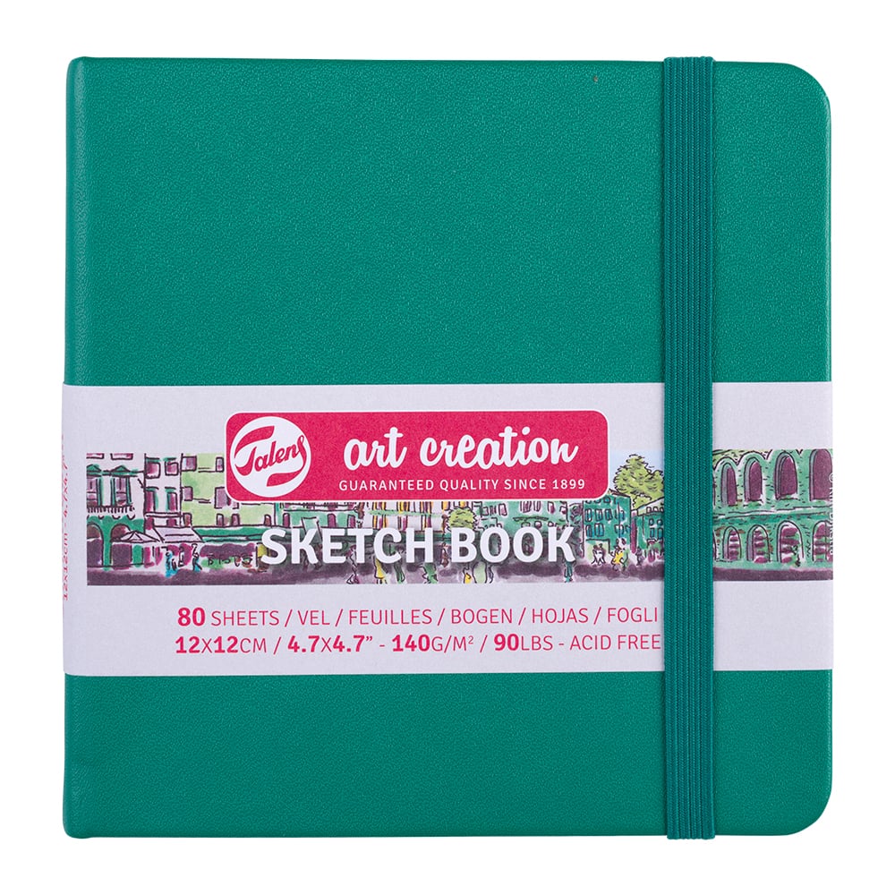 Art Creation Skissebok m/strikk 140g 12x12cm – Forest Green - Bilde 1