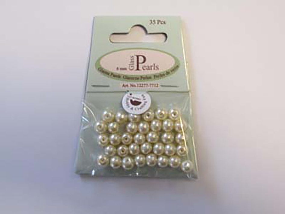 Glassperle Romerperle – 6mm 35stk – Krem - Bilde 1
