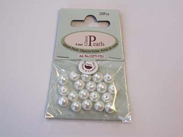 Glassperle Romerperle – 8mm 20stk – Hvit