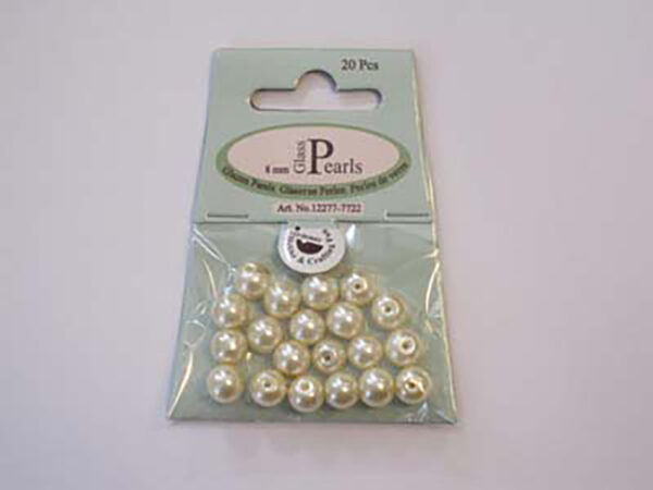 Glassperle Romerperle – 8mm 20stk – Krem