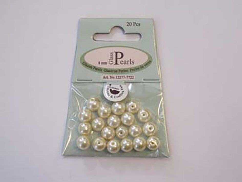 Glassperle Romerperle – 8mm 20stk – Krem - Bilde 1