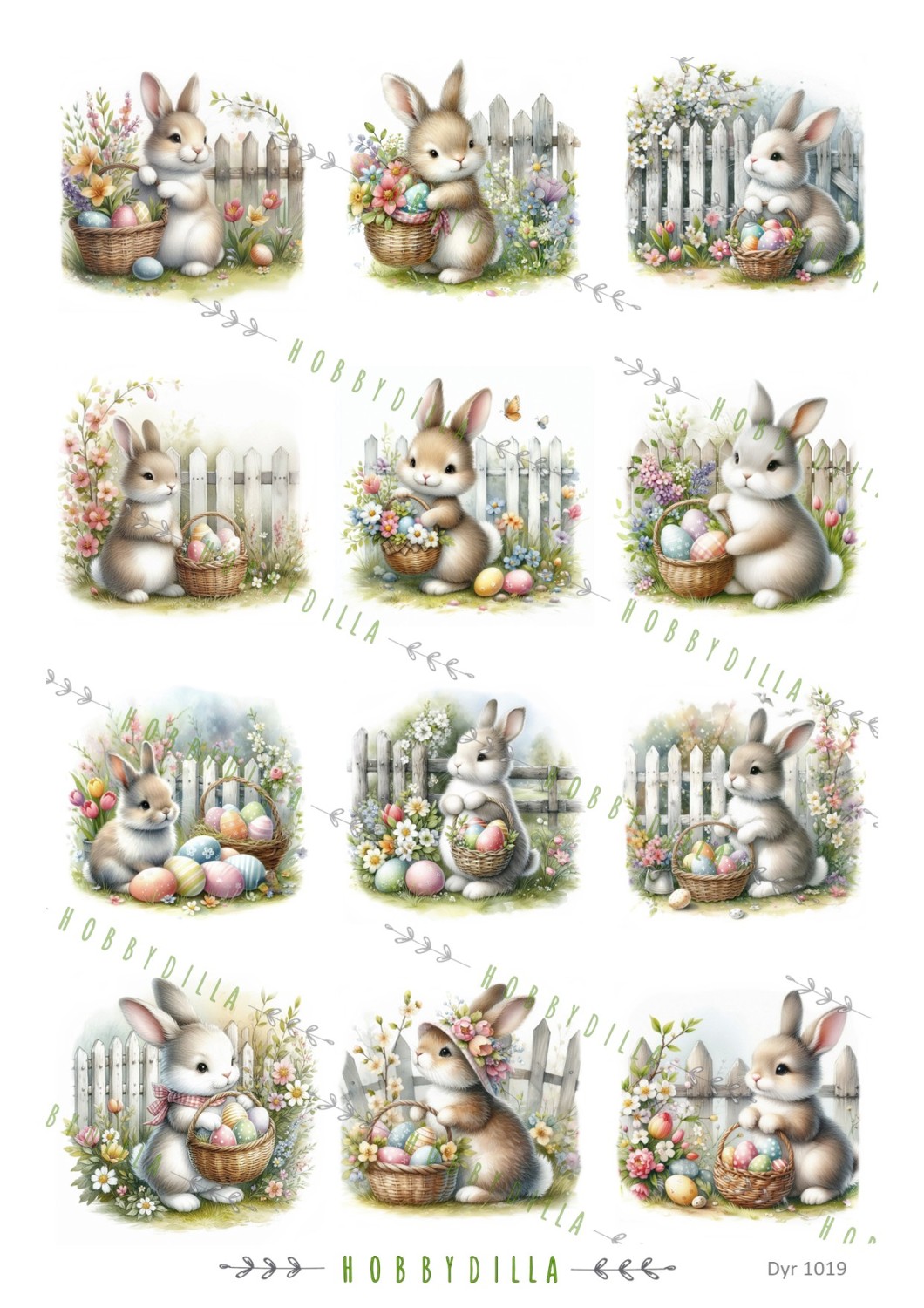 Motivark Dyr 1019 Påskeharer små - Bilde 1